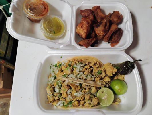 chicken tacos and chicharrónes...