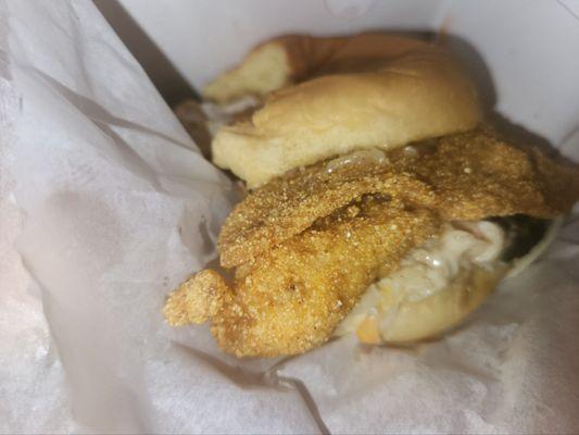 Whiting sandwich with coleslaw on the sandwich. Yum.