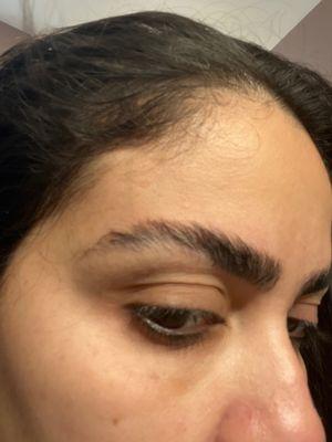 This is the result!! Patchy, uneven and this is after my trying to comb them down and add a little curve at the top.