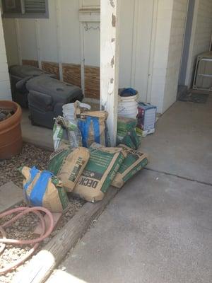 Anthem North hired this company to do my Shower. This is the mess left outside my front door this Memorial weekend.