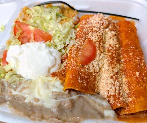 Chicken enchilada plate