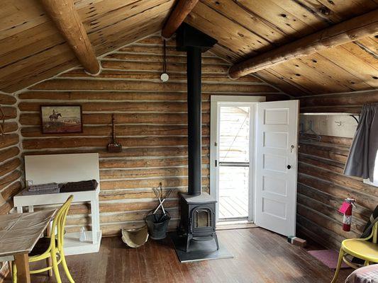 Inside a 2 person cabin.