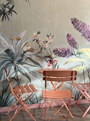 chairs and wallpaper