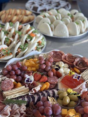 Charcuterie; Pork Belly Bao with pickled and fresh veggies; Tim Tam Brownies & Pineapple halfmoon pies