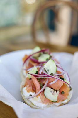 Smoked Salmon and Cream Cheese on a Bagel