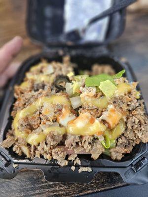 Steak salad. Small, expensive but good.