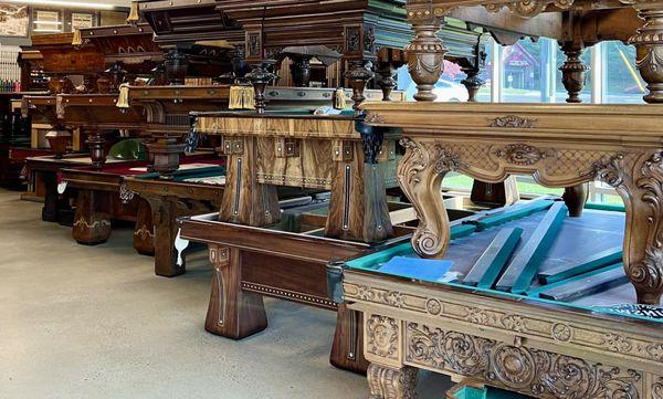 huge selection of antique billiard tables!