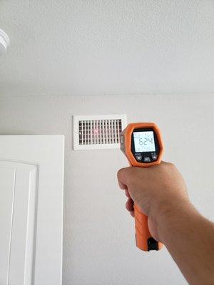 Thermal HVAC testing with Temp. Gun