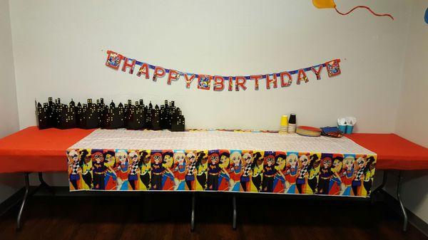 Super Girl birthday party. Check out our party packages on our website www.kidztowngb.com