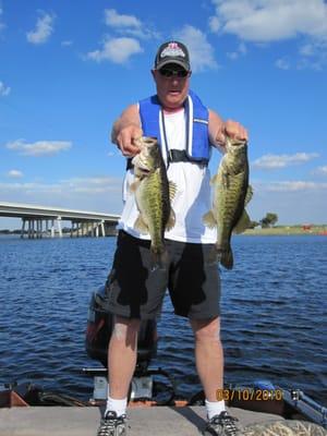 Largemouth bass fishing with artificial lures.
