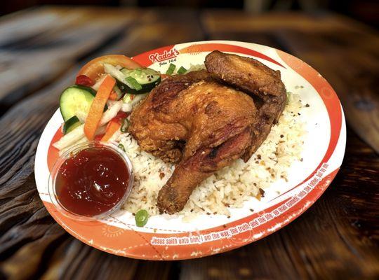 Premium Half a Chicken with Garlice Rice and Banana Ketchup dip