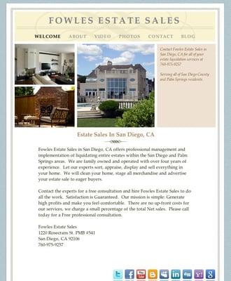 Fowles Estate Sales Website in San Diego