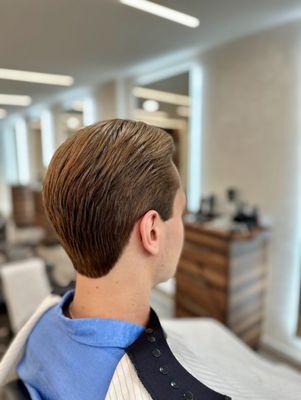 Classic haircut with scissors