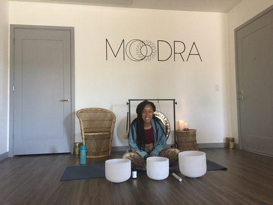 Kiara teaching yoga.