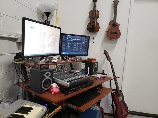 Our studio set up for recording and rehearsal.