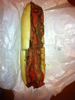 Delicious roast beef sub