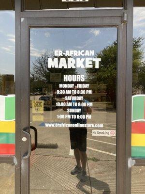 Front door and Hours