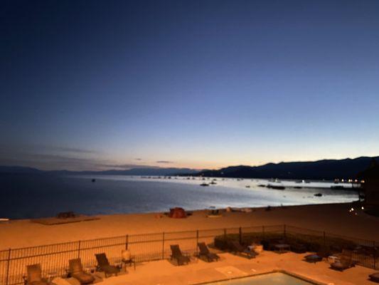 View of pool/lake from room.