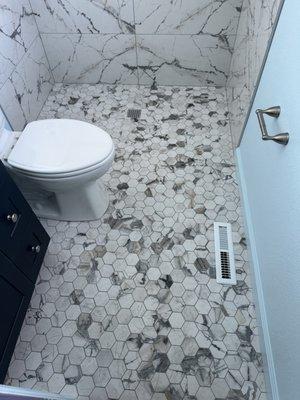 Curb-less shower and bathroom remodel.