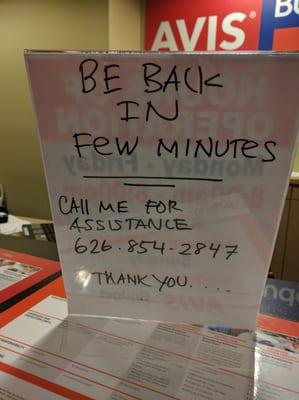 their "few minutes" means "hours"