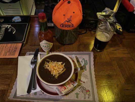 Legit bowl of black bean soup ! Friday is Mexican night ole!