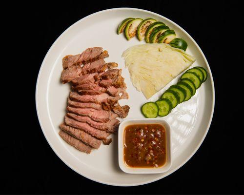 sach-ko prahok" petite sirloin w/fermented fish sauce + veggies