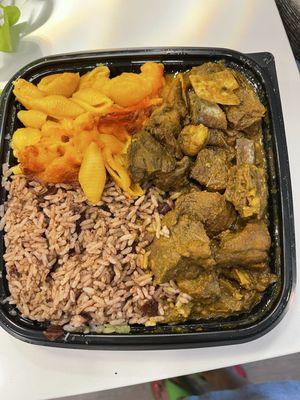 What I received: rice & peas, Mac & cheese and curried goat. The only thing was correct was the rice.
