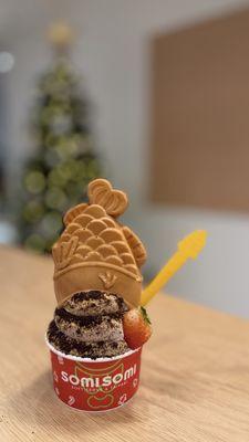 Upside Down Ahboong Nutella Ube Banana Swirl with Graham Cracker & Oreo Crumbs