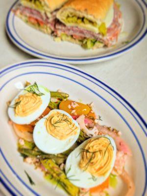 Deviled Eggs over Garden Pickles