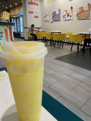 Mango slush and interior.
