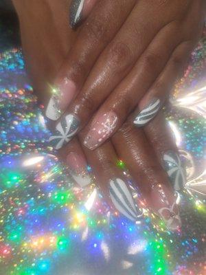 My Christmas season nails. All sculpted....No acrylic tips allowed.