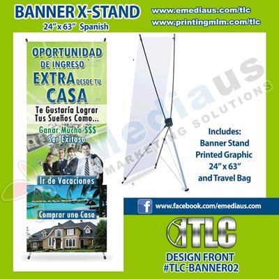 Banner 24" by 63" - with X-Stand and Travel Bag FREE, Spanish - Oportunidad