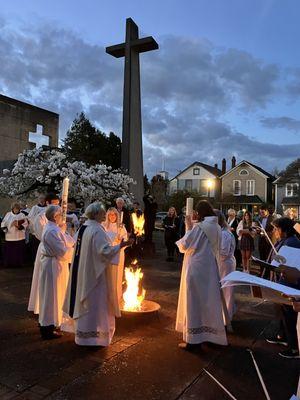 Ash Wednesday in the courtyard.