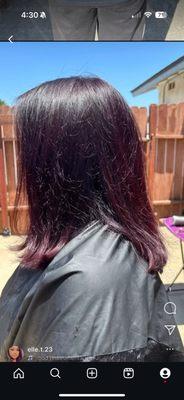 All over color and basic hair cut