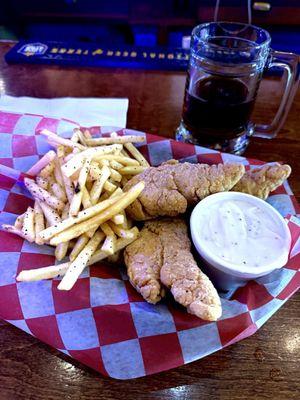 Chicken strips and fries with a side of some of the best gravy in Texas!!!