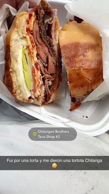 Una Torta La Chilanga deliciosa súper grande sabrosa