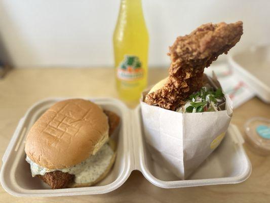 Cod Sando and Szechuan Hot Chicken Sando