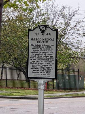 McLeod Medical Center Historical Marker