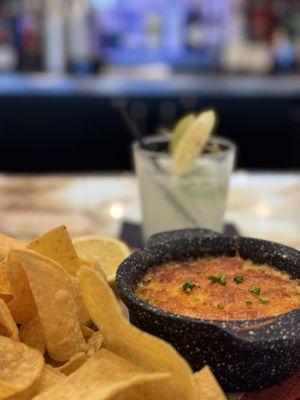 Crab dip and margarita