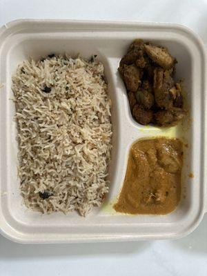 White Basmati Rice, Chicken Pallipalayam and Butter Chicken