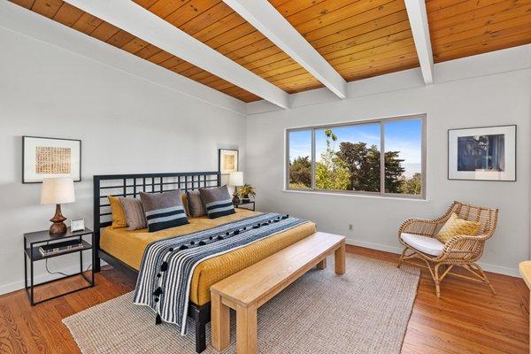 Bedroom with exposed beams