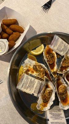 A6. Steamed Oysters, A1. Hush Puppies