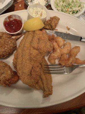 Fish and shrimp.