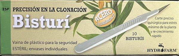 Side of a box of ten sterile scalpels