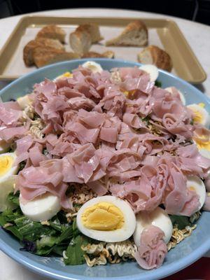 Boar's head ham sliced thin to make chef salad