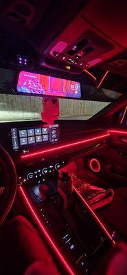 Installed dash cam and interior lighting