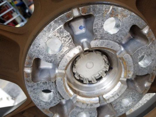 Damage to the inside of my rim cause they didnt put on all the lug nuts an 2 of the 3 that were on were loose!