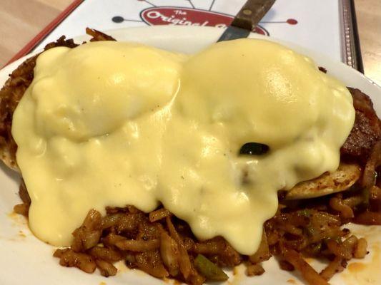 Corn beef hash Benedict