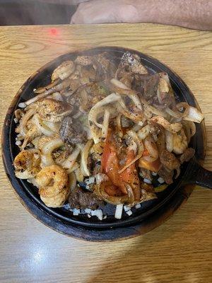 Giant skillet of trip fajitas. Soo good