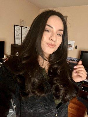 Blow out and hair cut done by Corina